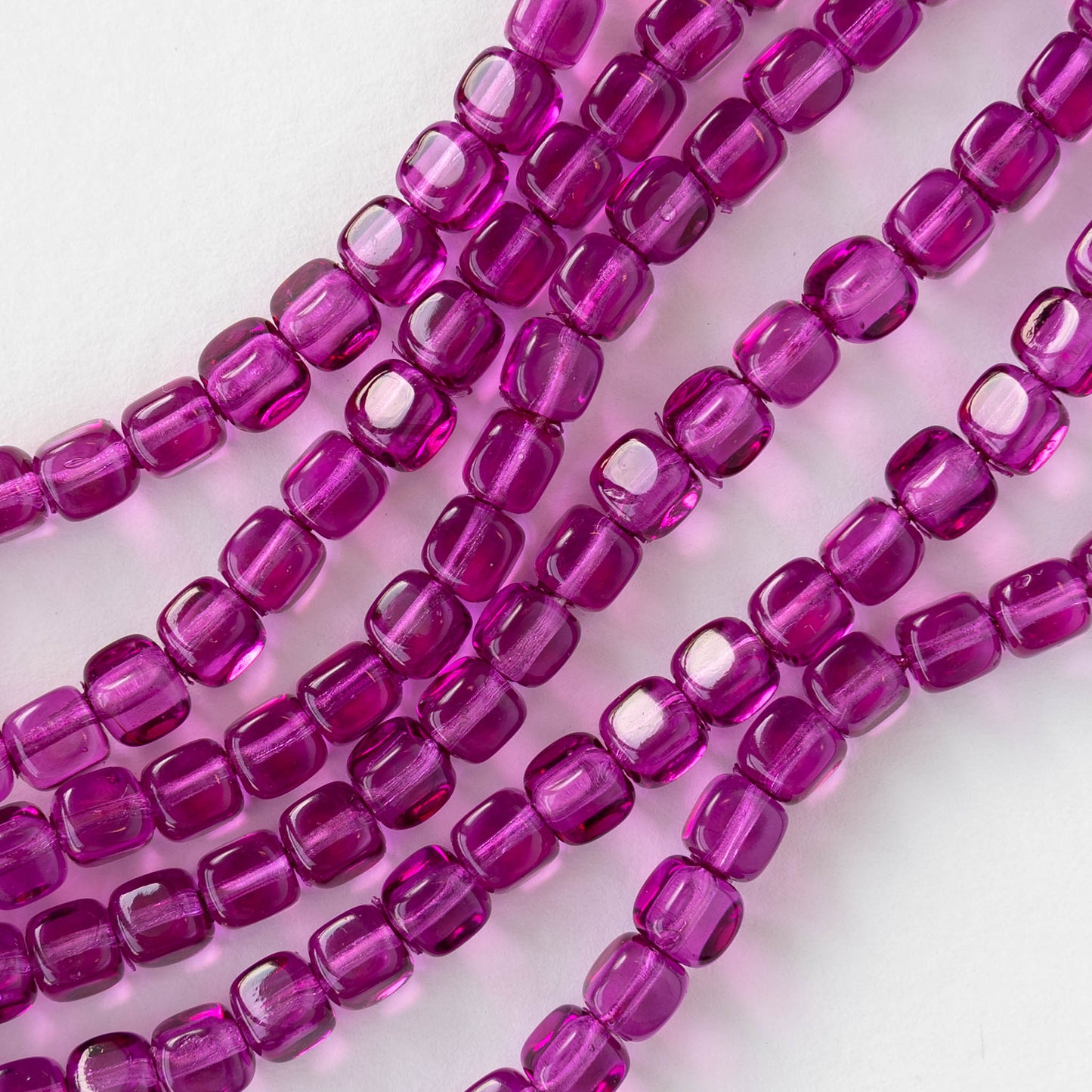 5mm Glass Cube Beads - Bright Purple - 50 beads