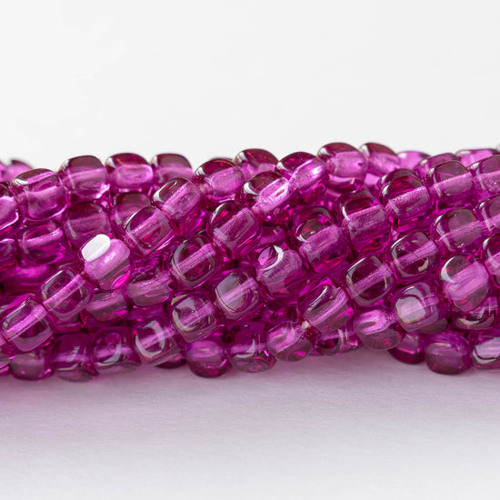5mm Glass Cube Beads - Bright Purple - 50 beads