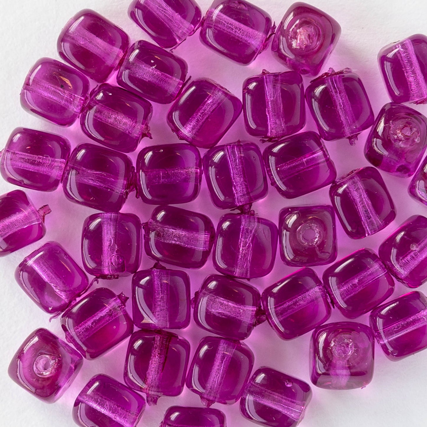 5mm Glass Cube Beads - Bright Purple - 50 beads