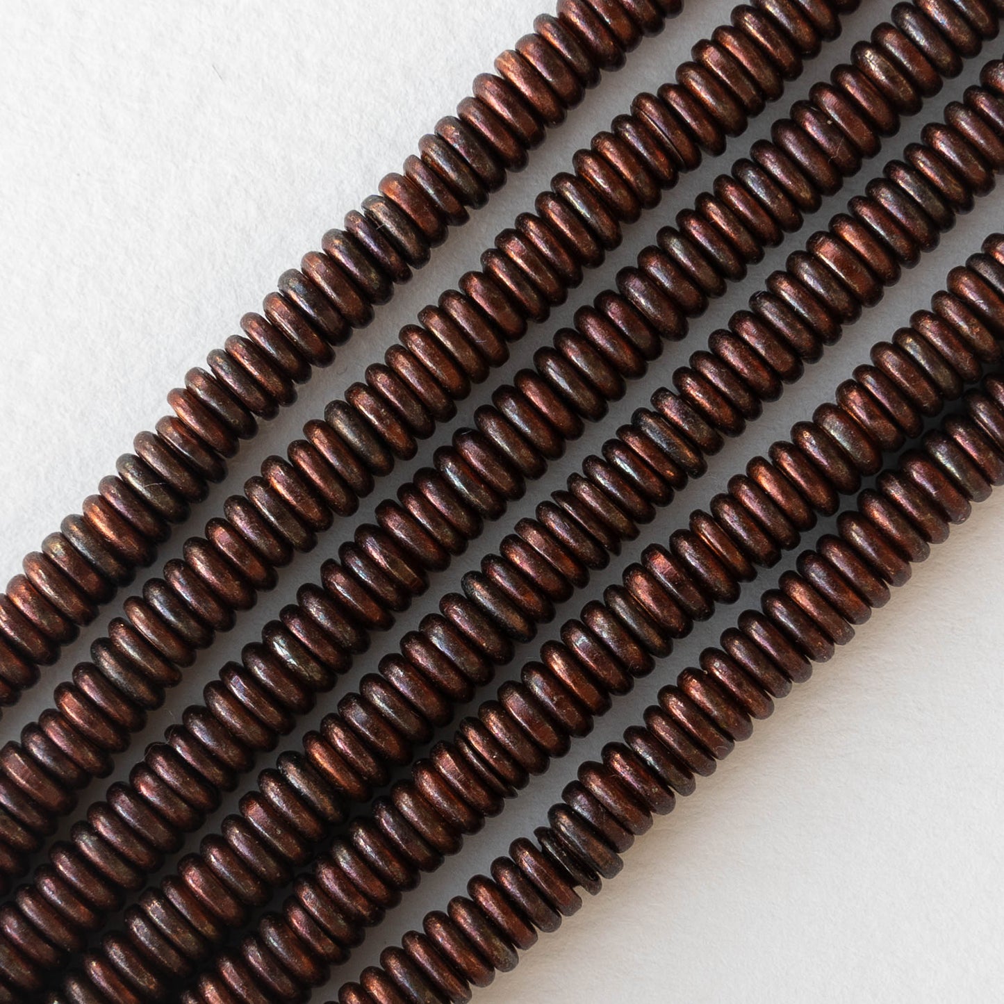 5mm Heishi Disk Beads - Oxidized Copper Plated Brass - 50