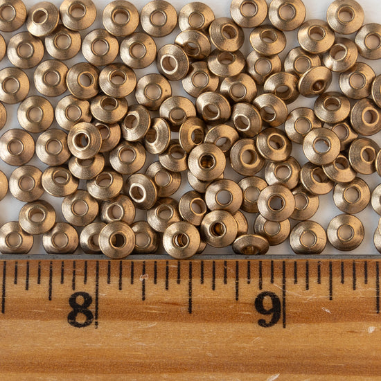 5mm Brass Flying Saucer Disk Beads - 50