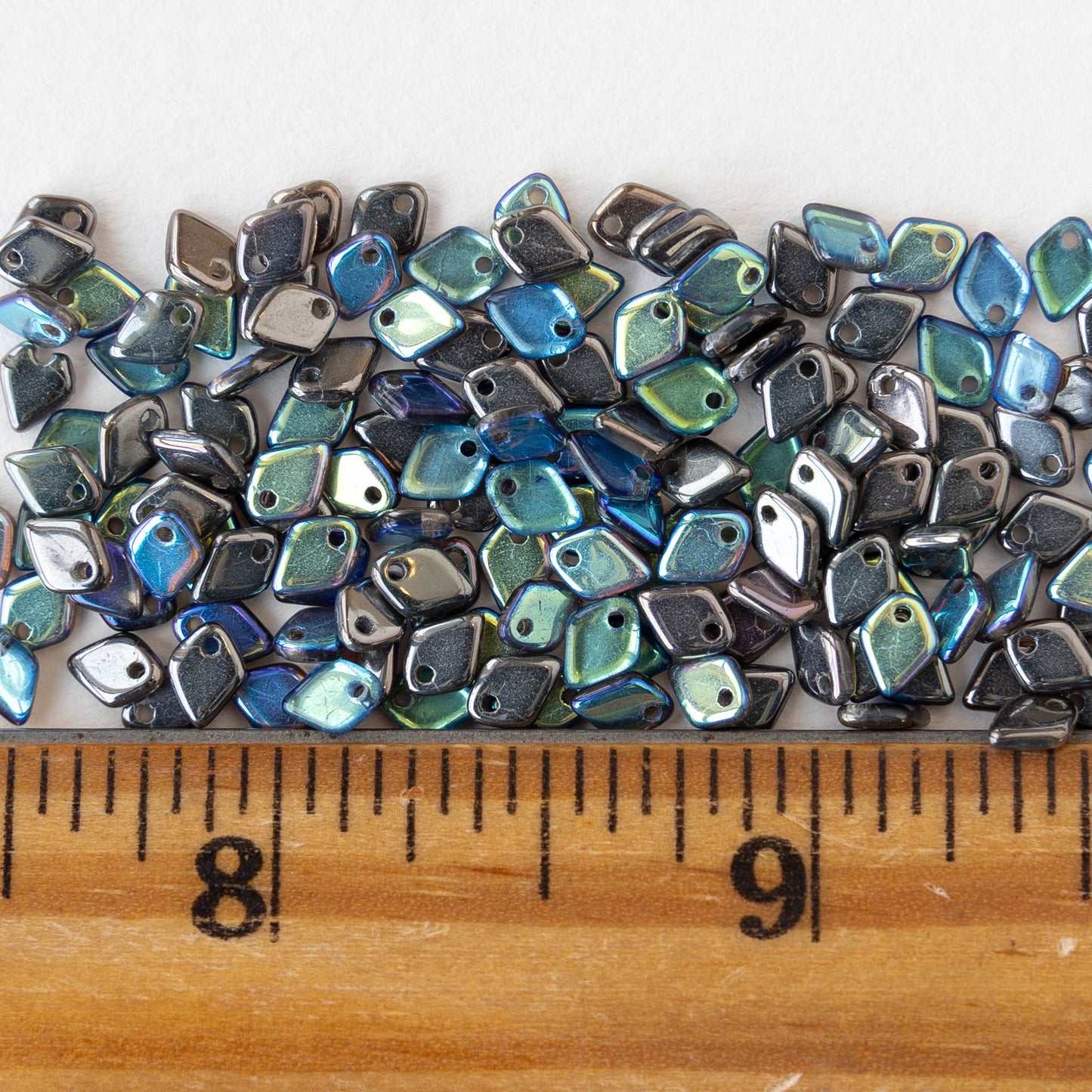 5mm Glass Dragon Scale Beads  - Crystal Graphite Rainbow - 5 or 10 grams