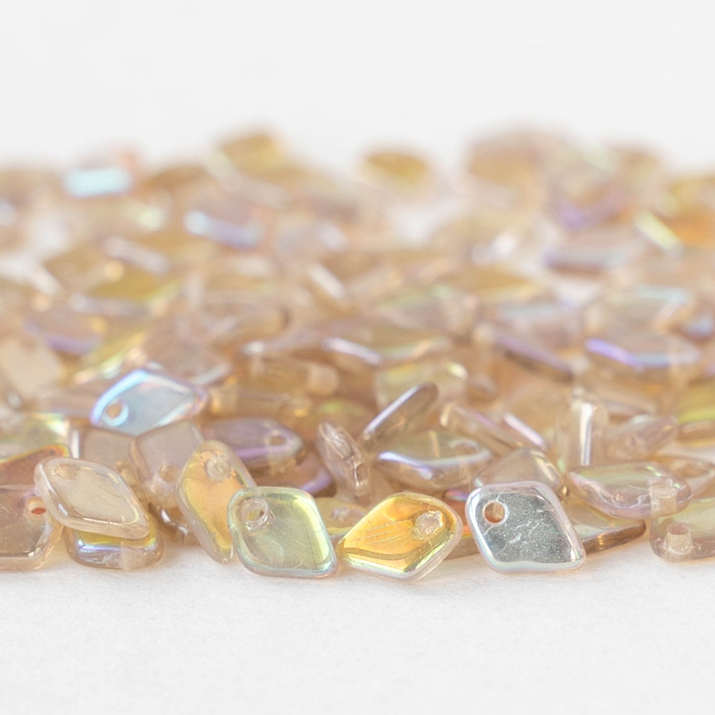 5mm Glass Dragon Scale Beads  - Crystal Lemon Rainbow - 5 or 10 grams