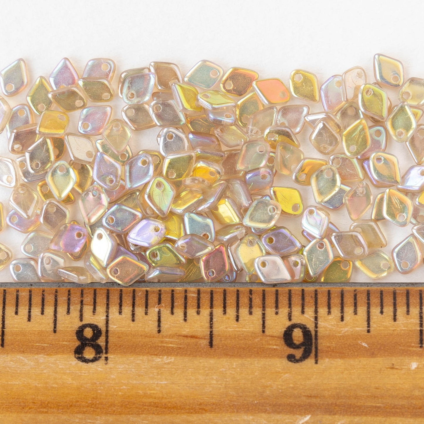 5mm Glass Dragon Scale Beads  - Crystal Lemon Rainbow - 5 or 10 grams