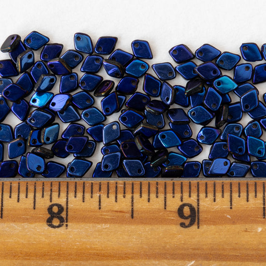 5mm Glass Dragon Scale Beads  - Jet Full Azuro - 5 or 10 grams