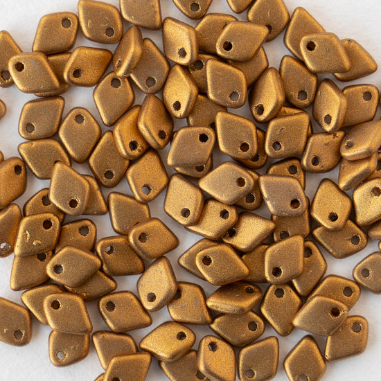 5mm Glass Dragon Scale Beads  - Metallic Brass - 5 or 10 grams