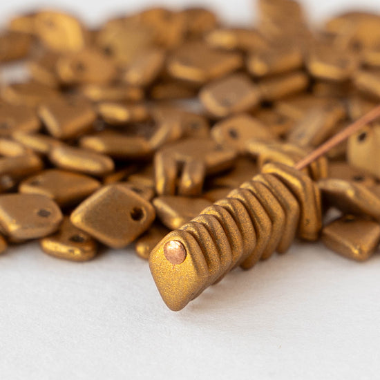 5mm Glass Dragon Scale Beads  - Metallic Brass - 5 or 10 grams