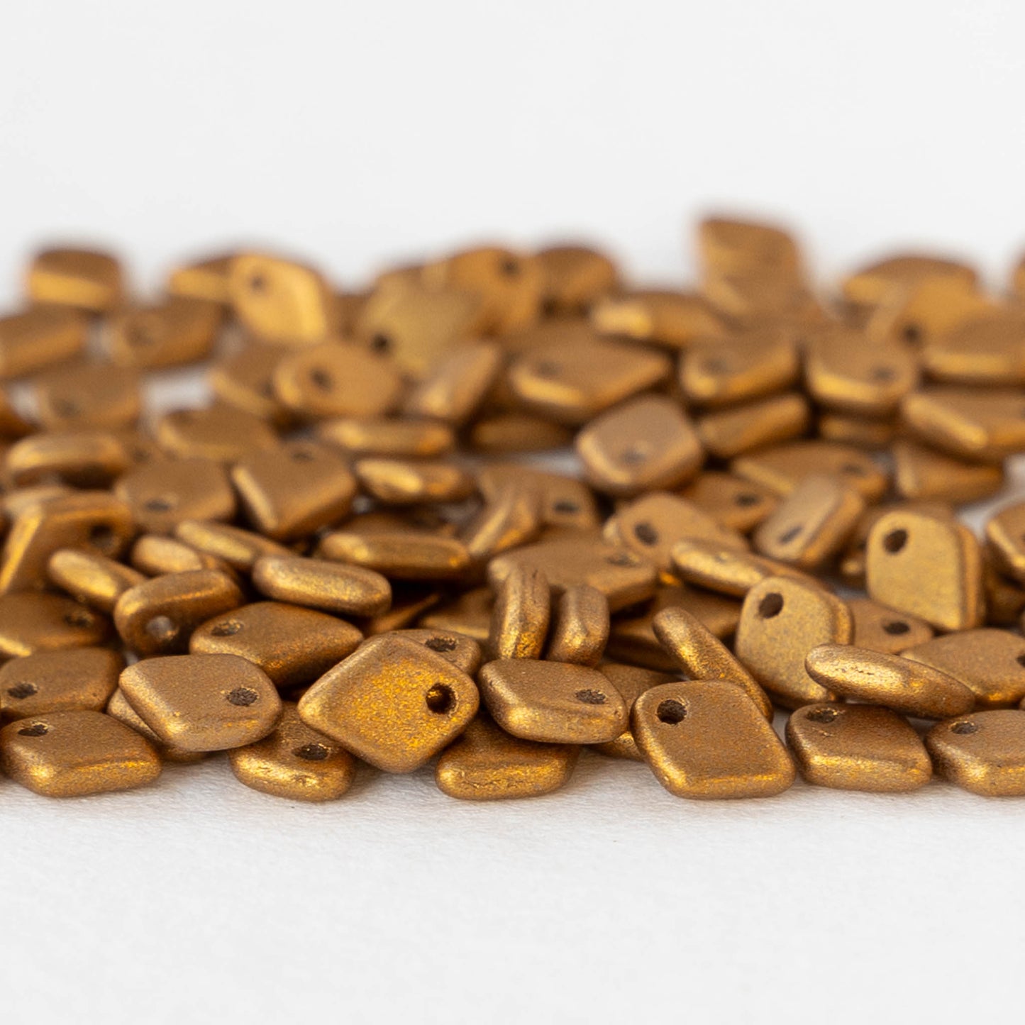 5mm Glass Dragon Scale Beads  - Metallic Brass - 5 or 10 grams