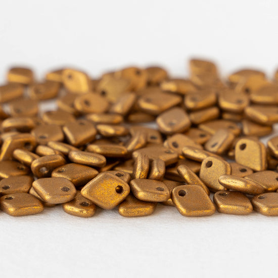 5mm Glass Dragon Scale Beads  - Metallic Brass - 5 or 10 grams