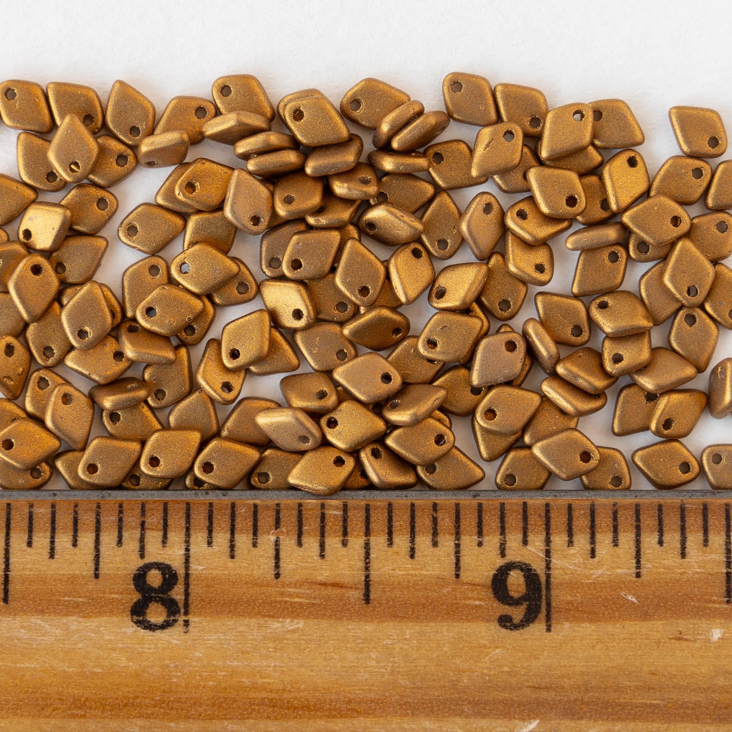 5mm Glass Dragon Scale Beads  - Metallic Brass - 5 or 10 grams