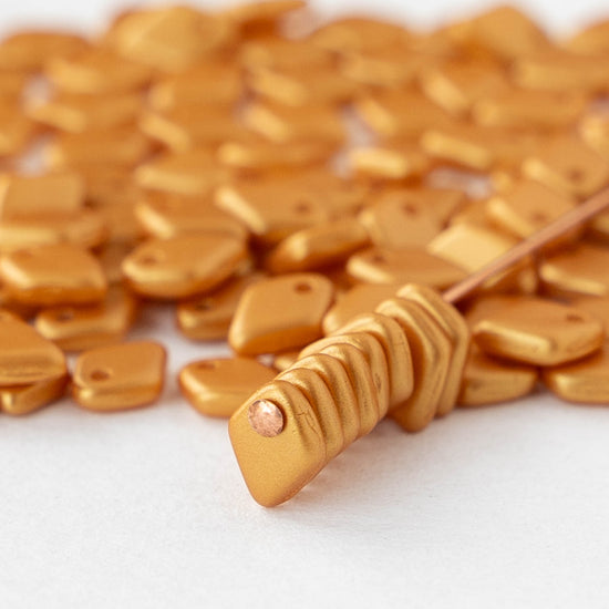 5mm Glass Dragon Scale Beads  - Metallic Gold - 5 or 10 grams