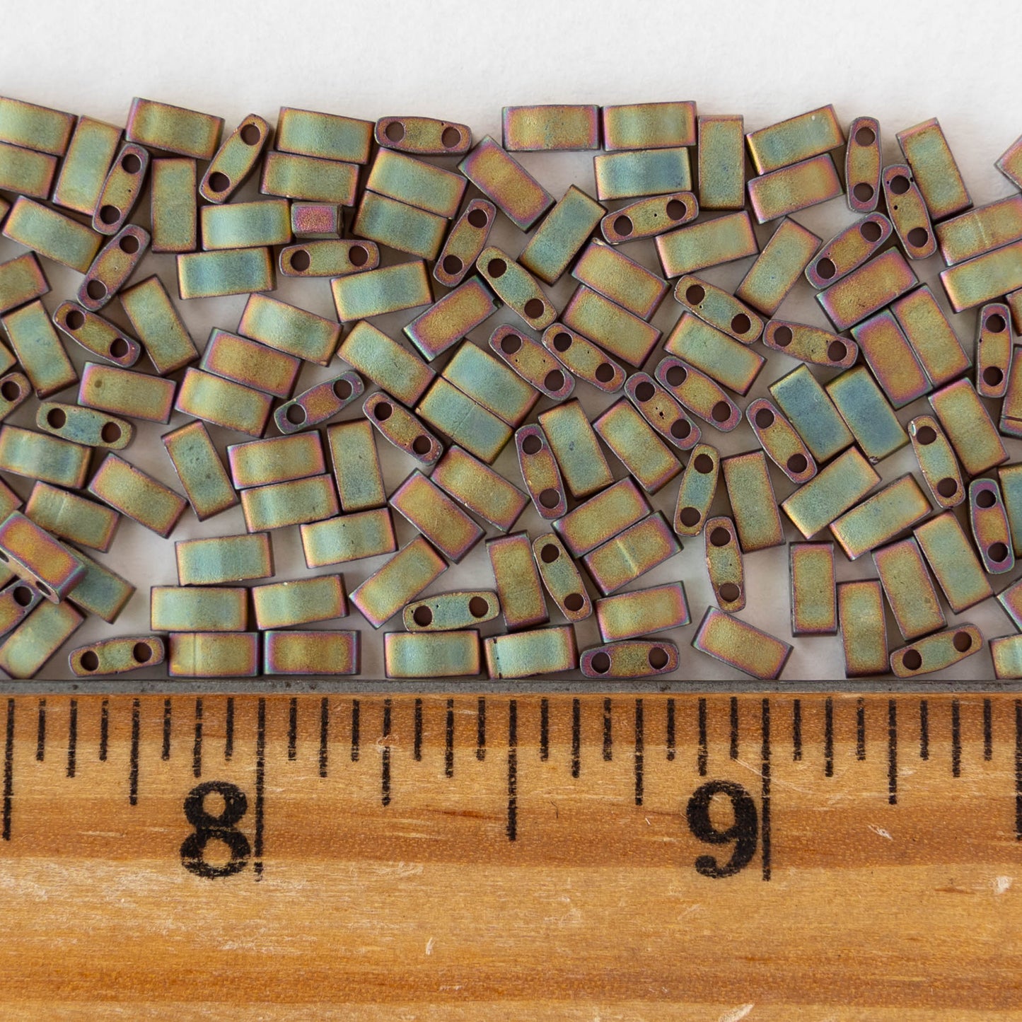 5mm Half Tila Beads - Metallic Khaki Iris Matte - 2.5 grams