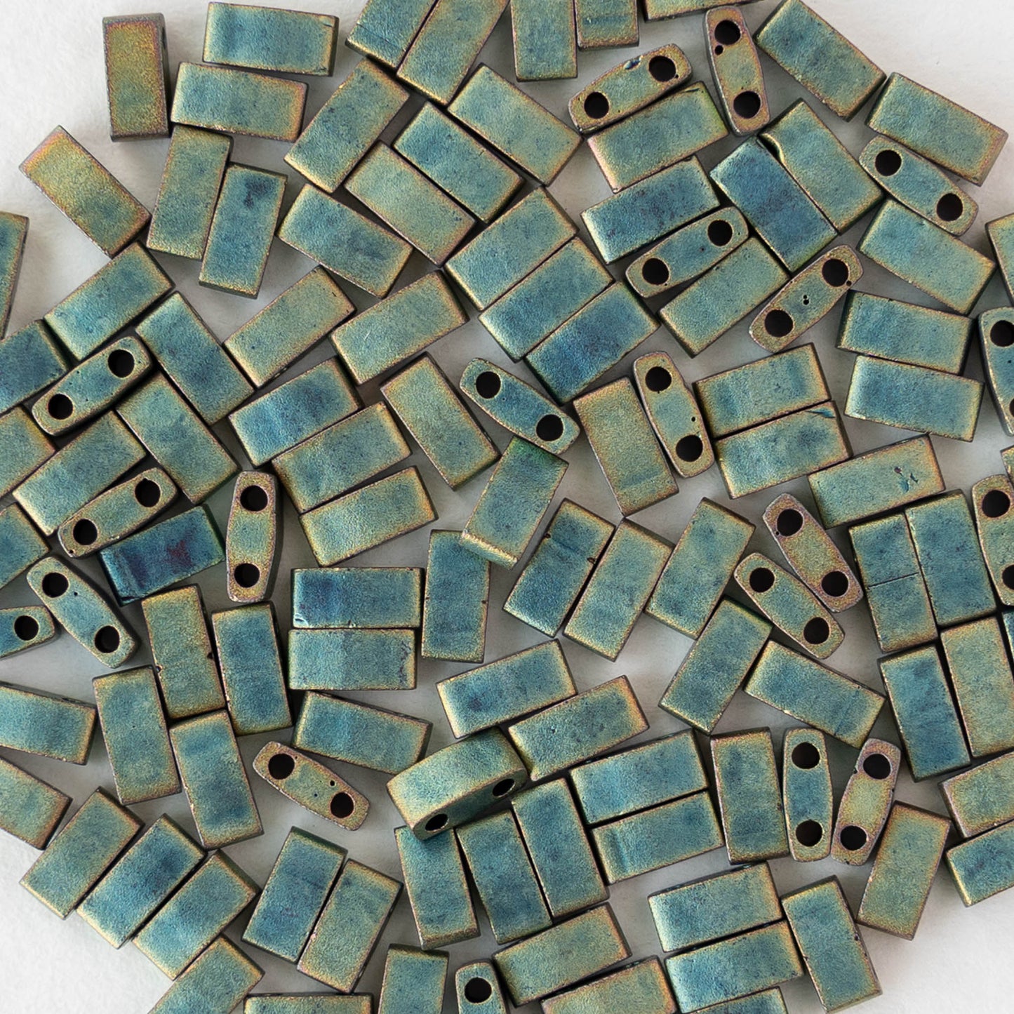 5mm Half Tila Beads - Metallic Patina Iris Matte - 2.5 grams