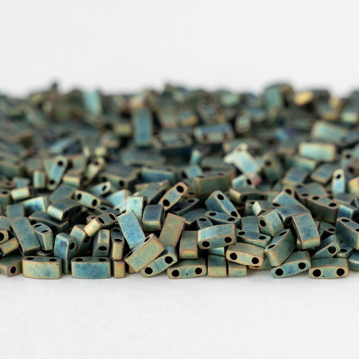 5mm Half Tila Beads - Metallic Patina Iris Matte - 2.5 grams
