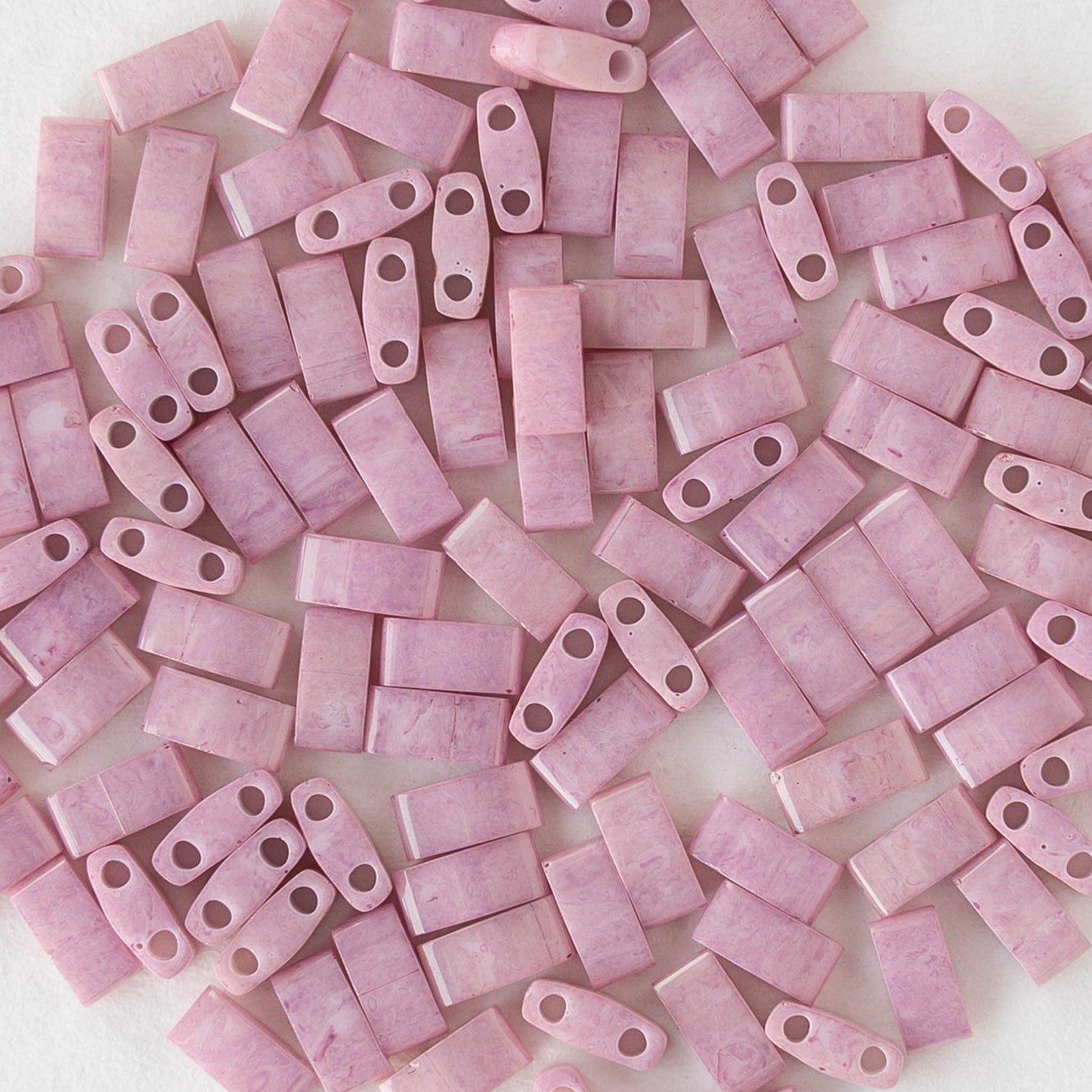 5mm Half Tila Beads - Opaque Antique Rose Luster - 5 grams