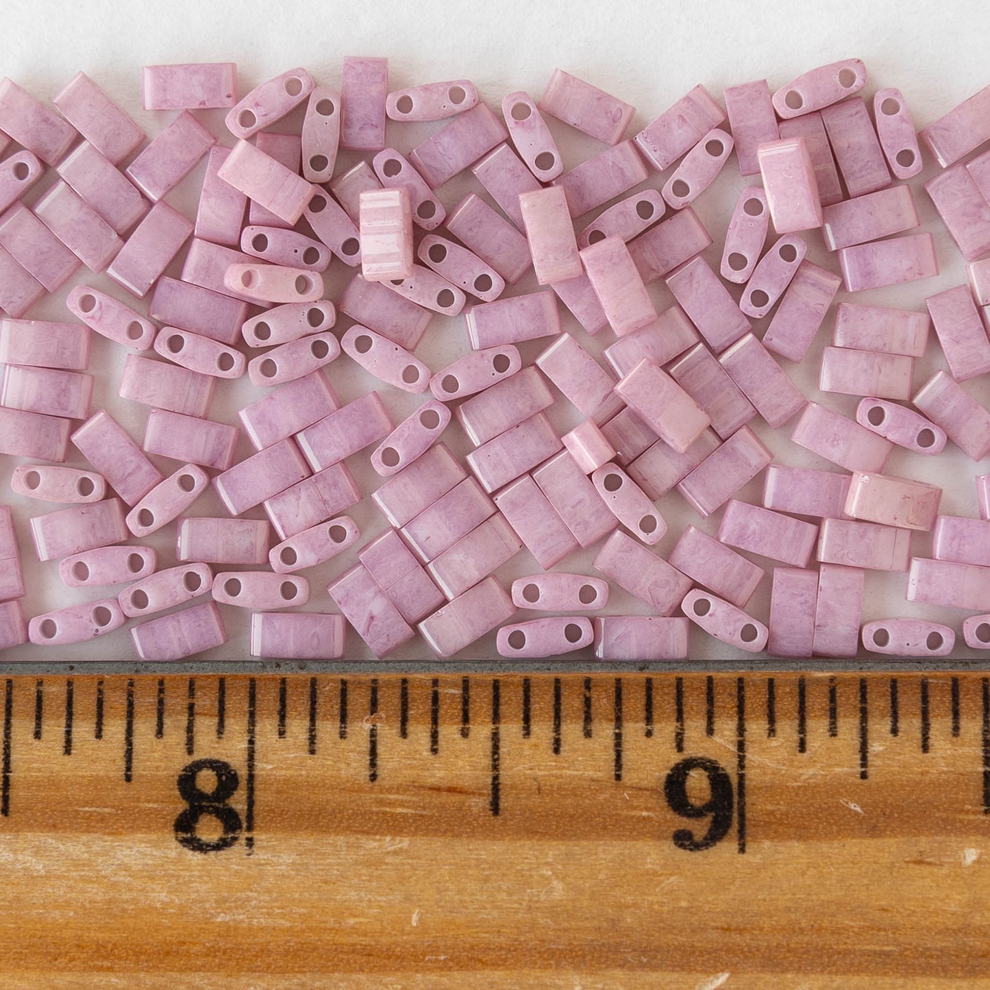 5mm Half Tila Beads - Opaque Antique Rose Luster - 5 grams