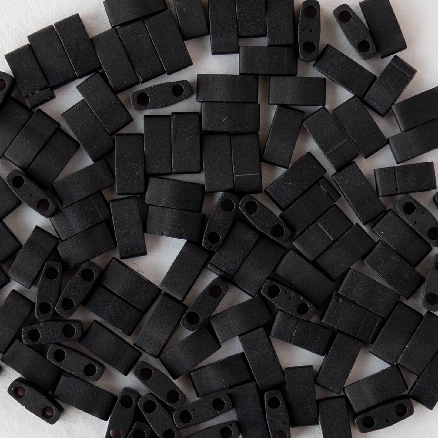 5mm Half Tila Beads - Opaque Black Matte - 5 grams ~125 beads
