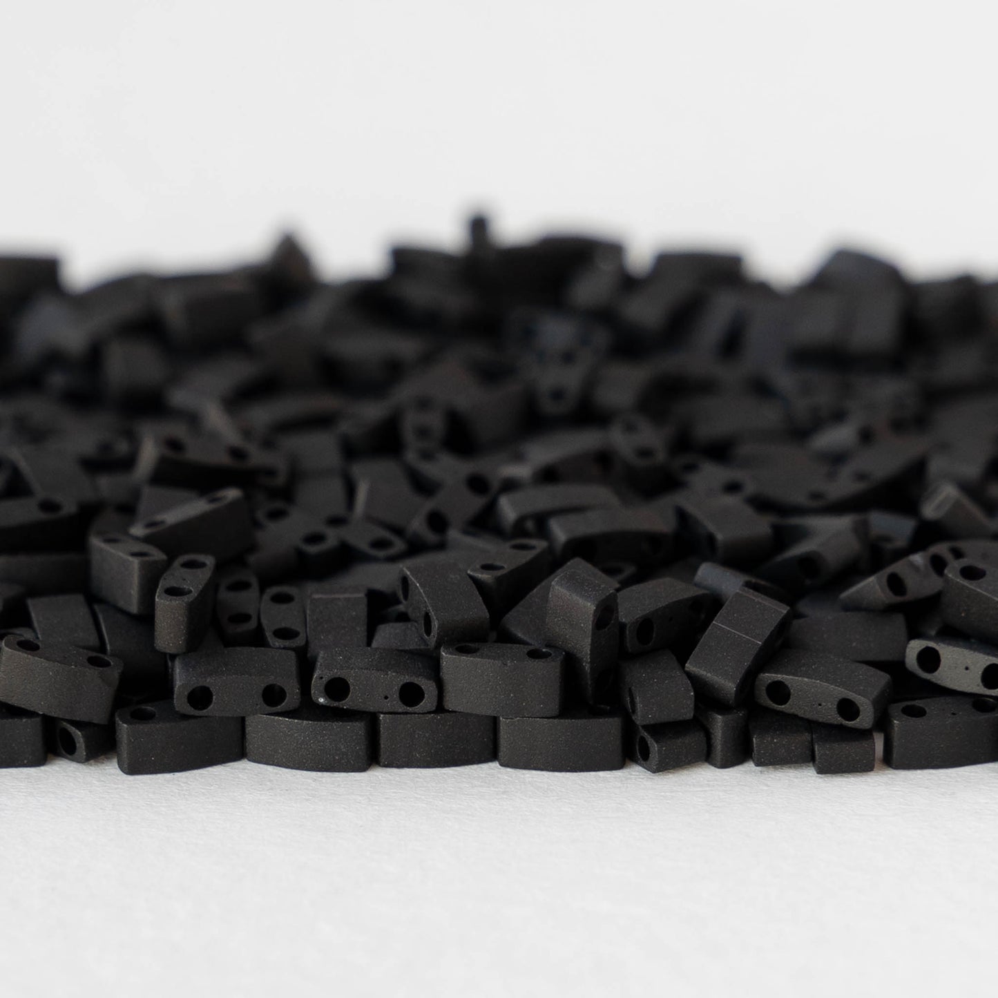 5mm Half Tila Beads - Opaque Black Matte - 5 grams ~125 beads