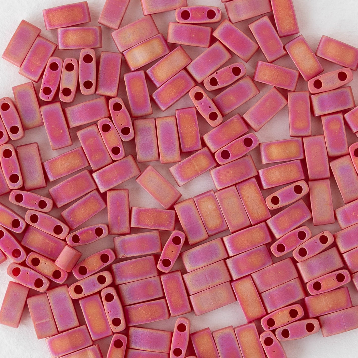 5mm Half Tila Beads - Opaque Red AB Matte - 5 grams