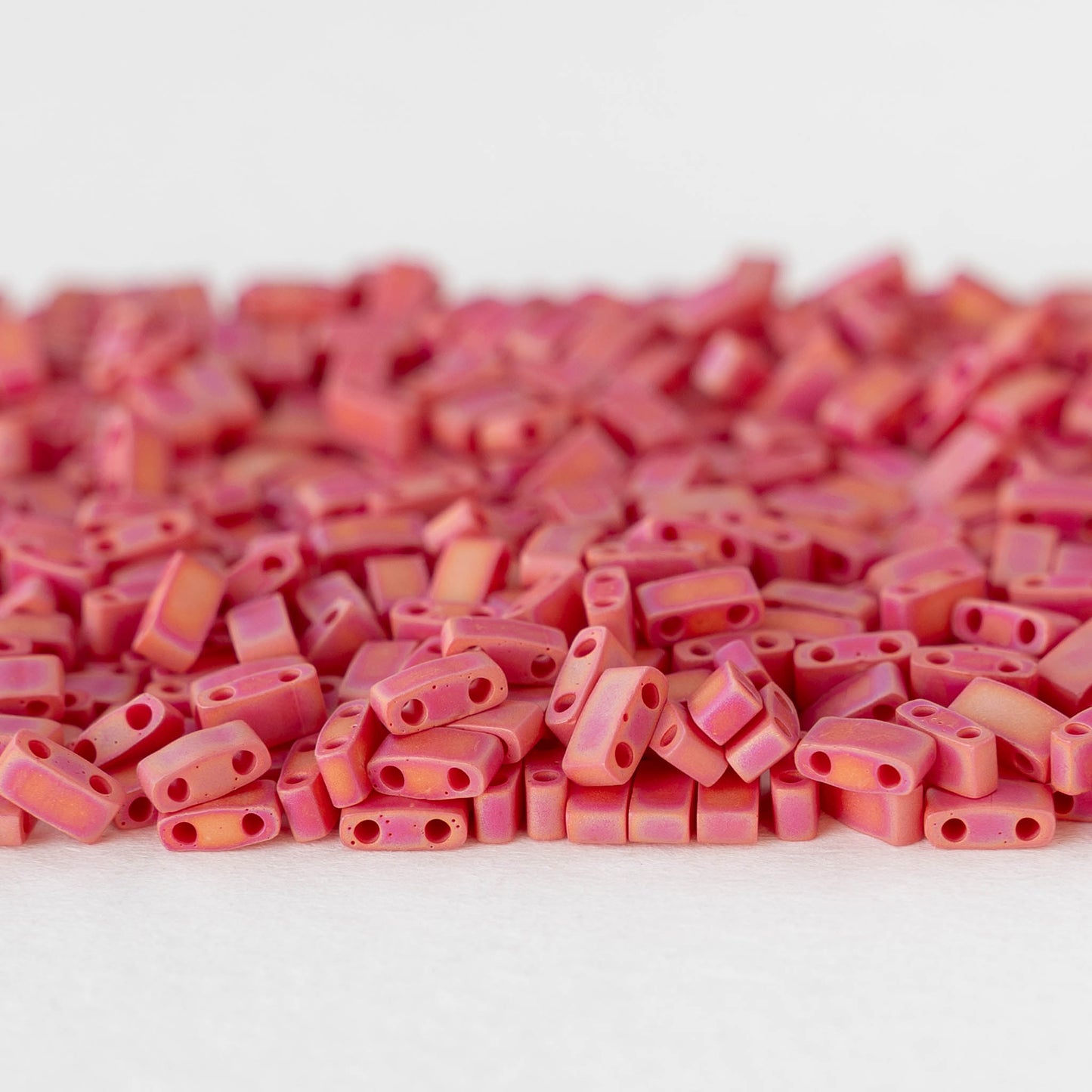 5mm Half Tila Beads - Opaque Red AB Matte - 5 grams