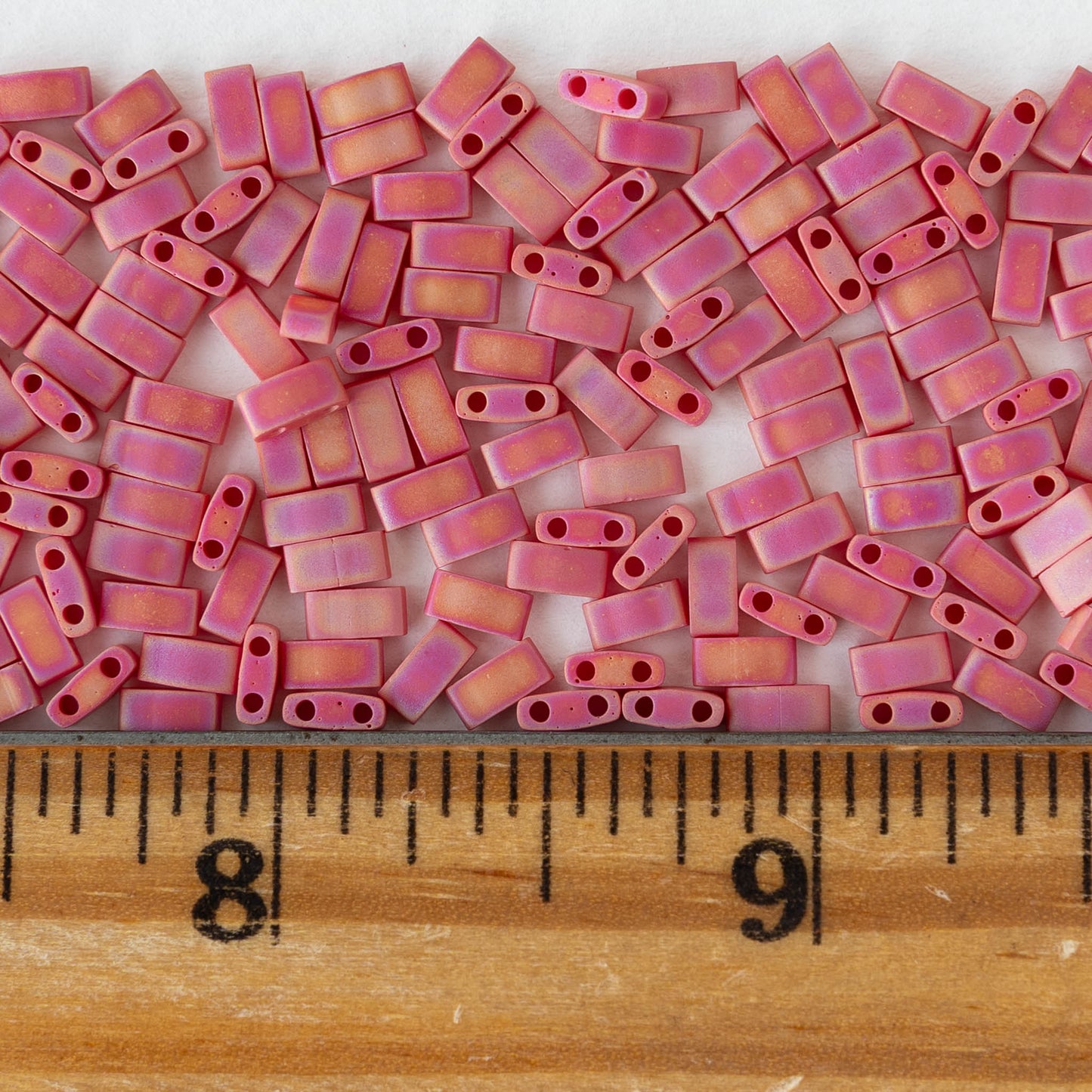 5mm Half Tila Beads - Opaque Red AB Matte - 5 grams