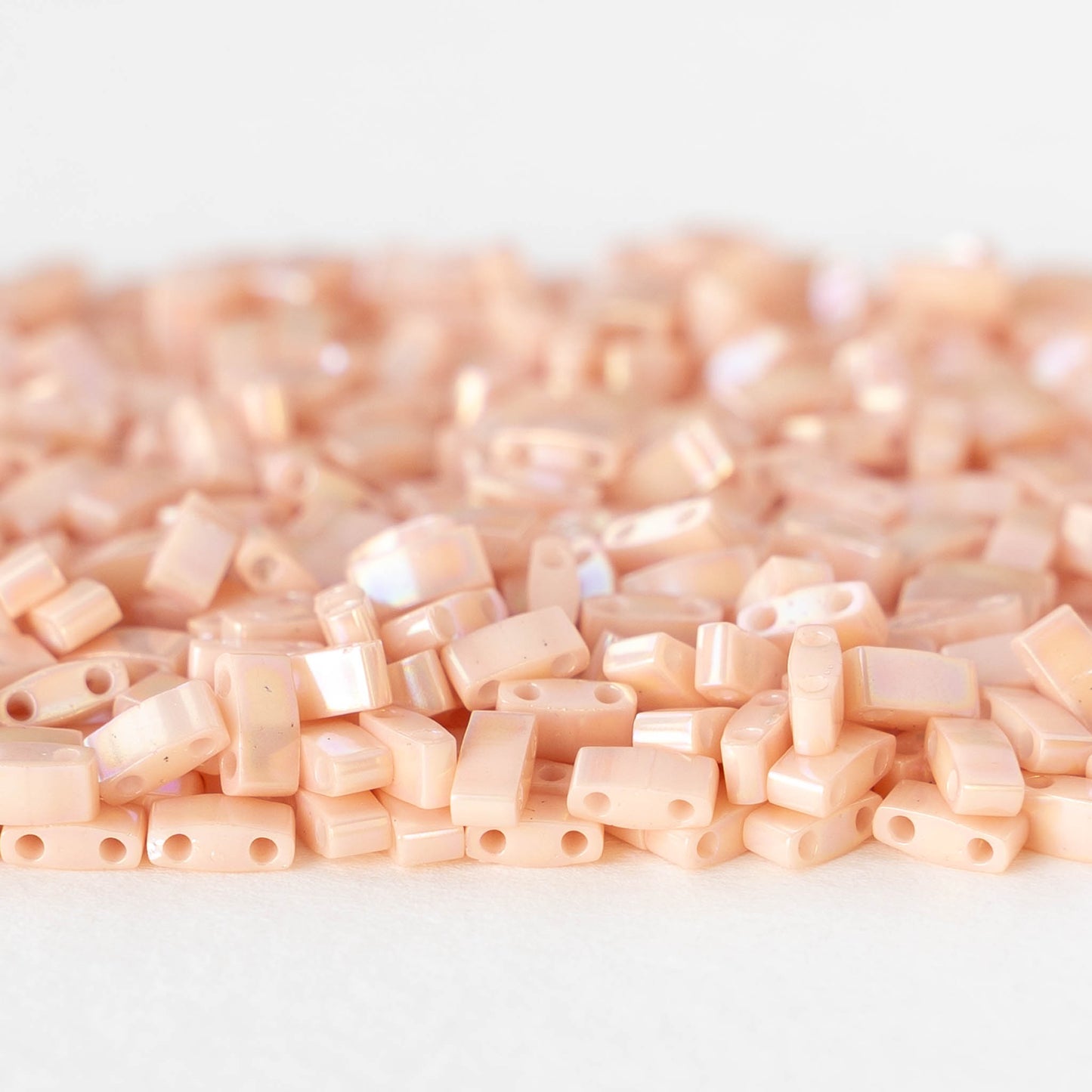 5mm Half Tila Beads - Opaque Salmon AB Matte - 5 grams ~125 beads