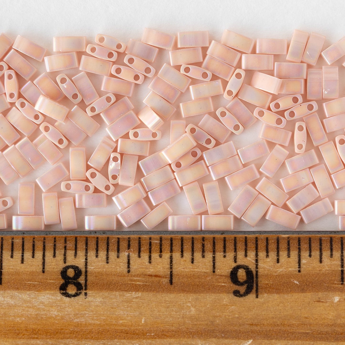 5mm Half Tila Beads - Opaque Salmon AB Matte - 5 grams ~125 beads