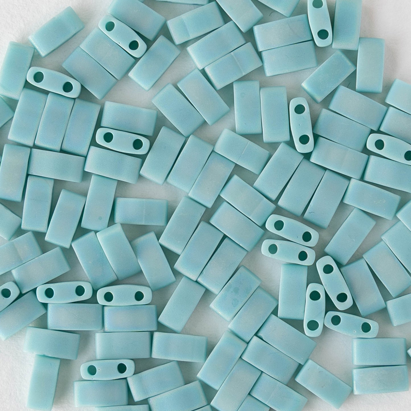 5mm Half Tila Beads - Opaque Turquoise AB Matte - 5 grams ~125 beads