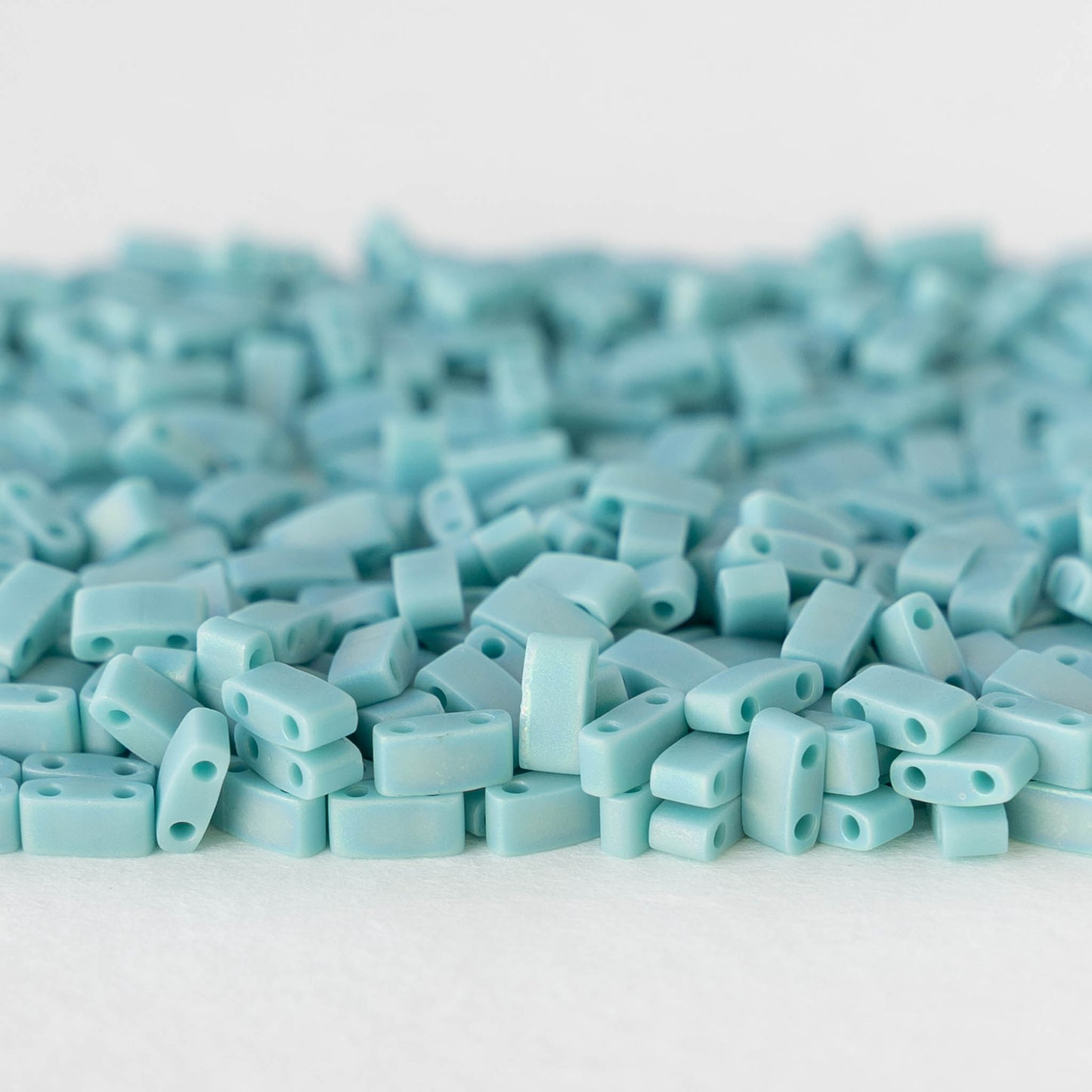 5mm Half Tila Beads - Opaque Turquoise AB Matte - 5 grams ~125 beads