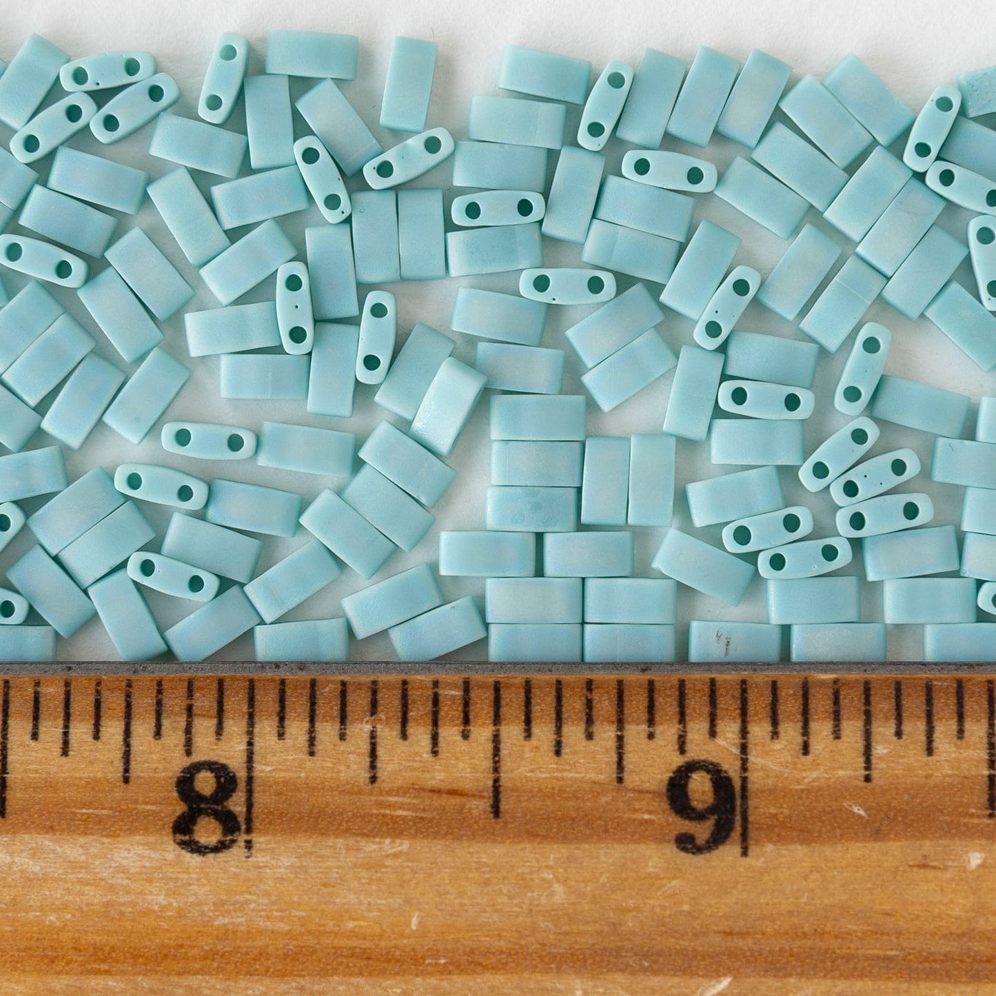 5mm Half Tila Beads - Opaque Turquoise AB Matte - 5 grams ~125 beads
