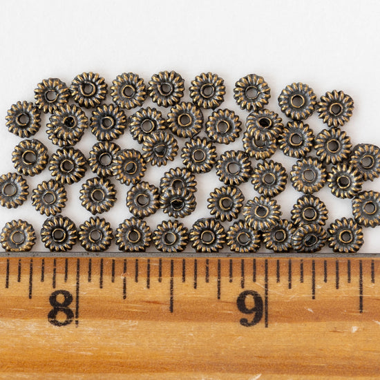5mm Mykonos Coil Spacer Beads - Antique Brass - 10 or 20 beads