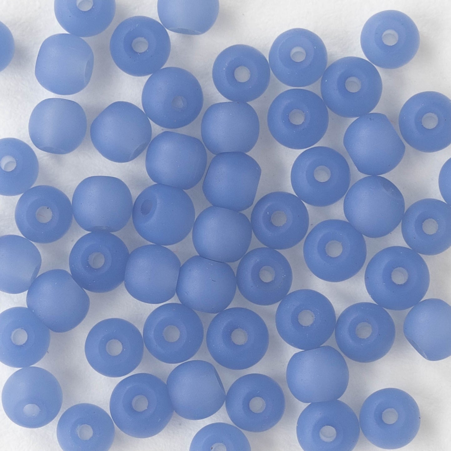 5mm Frosted Glass Rounds - Opaque Periwinkle Blue - 16 Inches