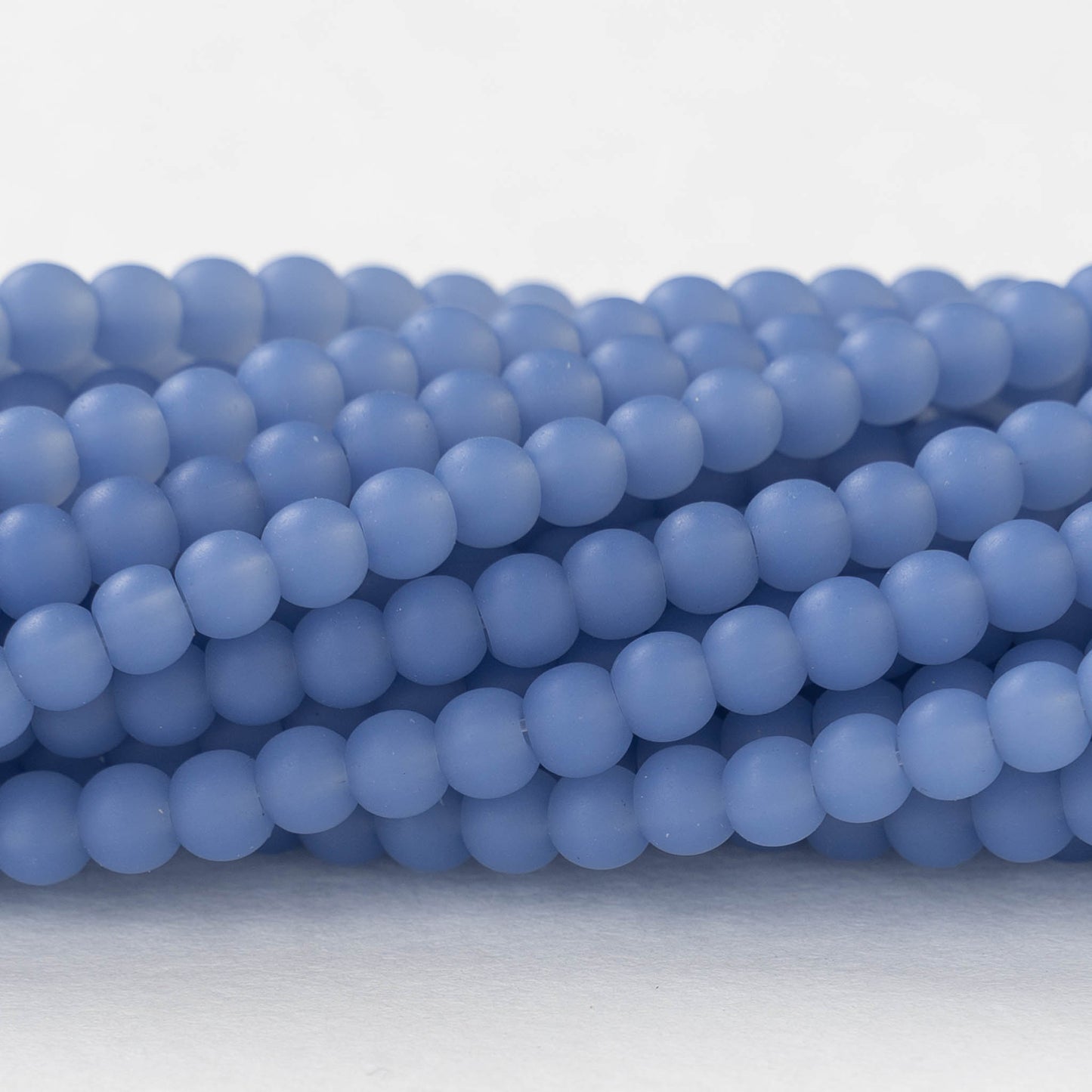 5mm Frosted Glass Rounds - Opaque Periwinkle Blue - 16 Inches