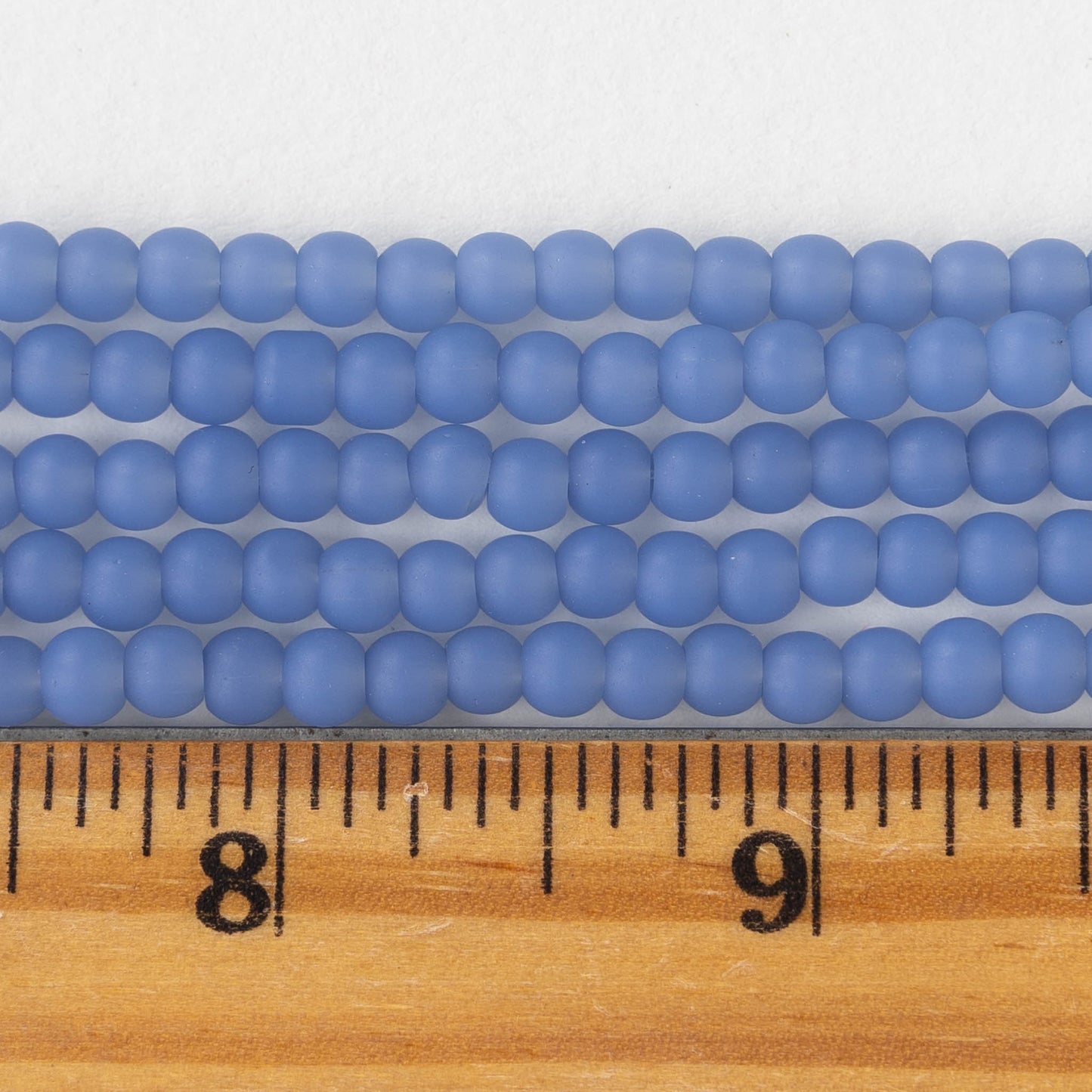 5mm Frosted Glass Rounds - Opaque Periwinkle Blue - 16 Inches