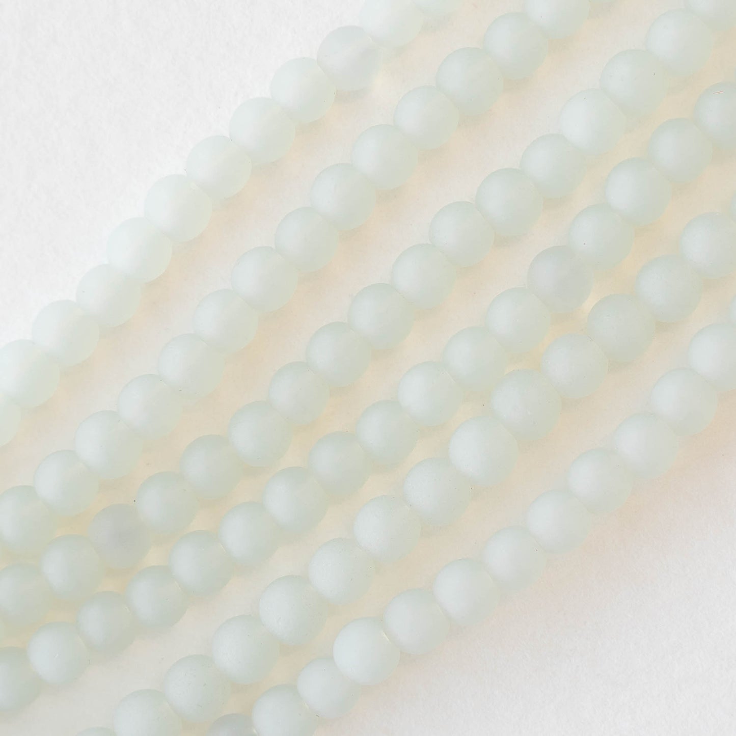 5mm Frosted Glass Rounds - Moonstone Opaline - 16 Inches