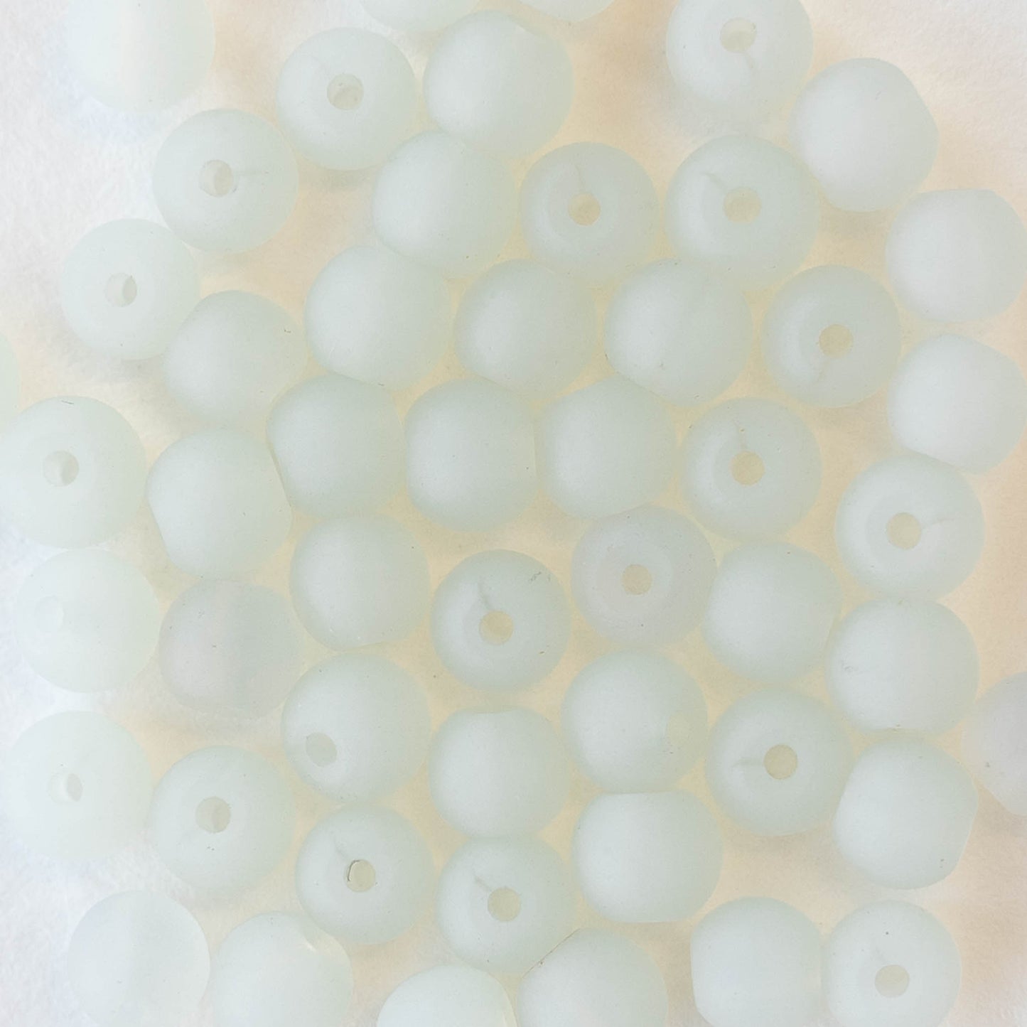 5mm Frosted Glass Rounds - Moonstone Opaline - 16 Inches
