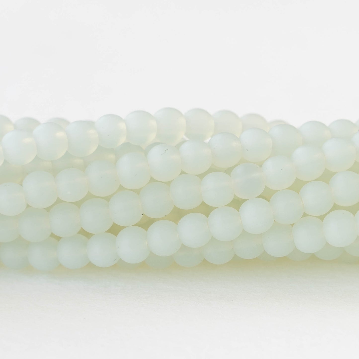 5mm Frosted Glass Rounds - Moonstone Opaline - 16 Inches