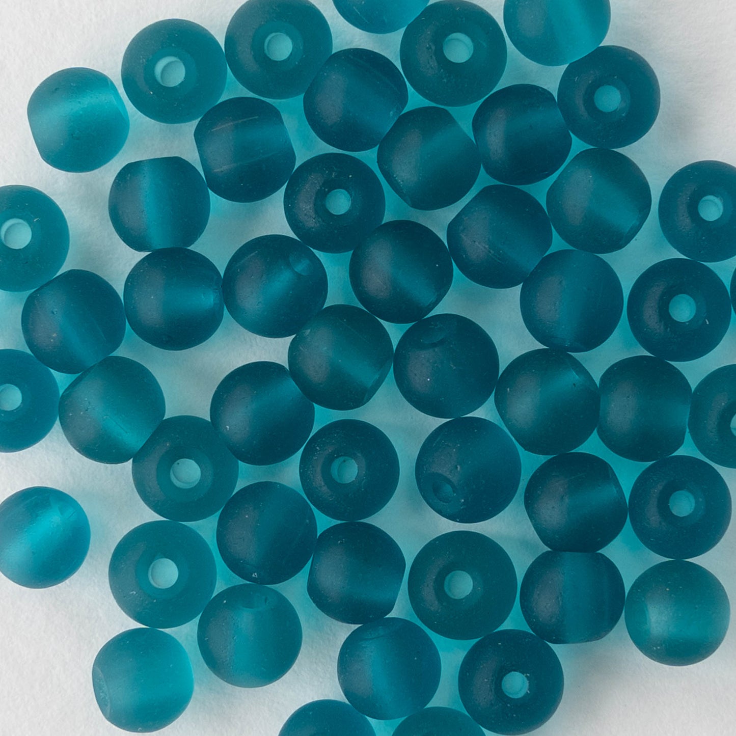 5mm Frosted Glass Rounds - Dark Teal - 16 Inches