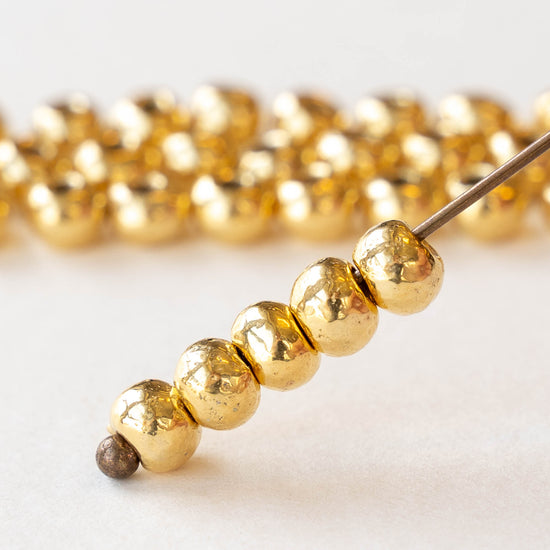 5mm 24K Gold Coated Ceramic Round Beads - Gold - 10 or 30