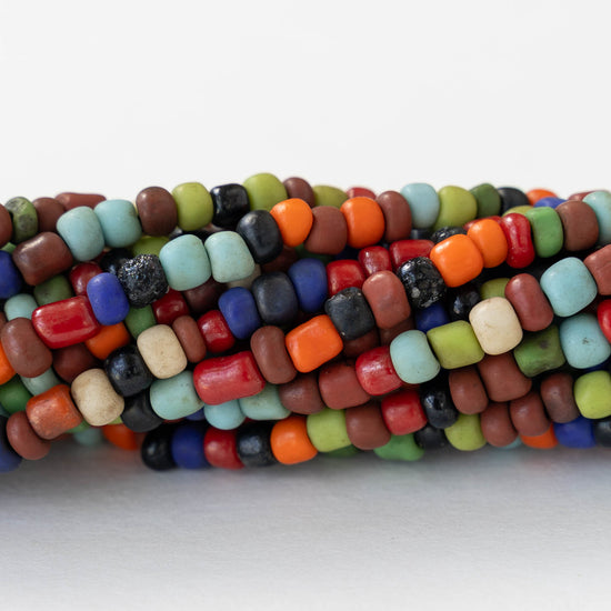 Rustic Indonesian Glass Seed Beads - Opaque Jewel Tone Mix - 42 inches