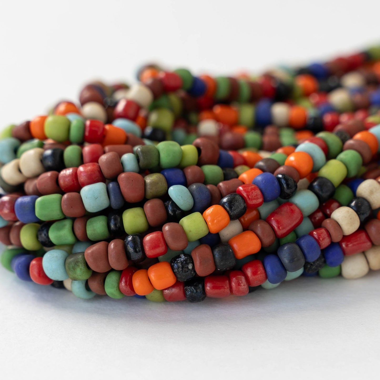 Rustic Indonesian Glass Seed Beads - Opaque Jewel Tone Mix - 42 inches