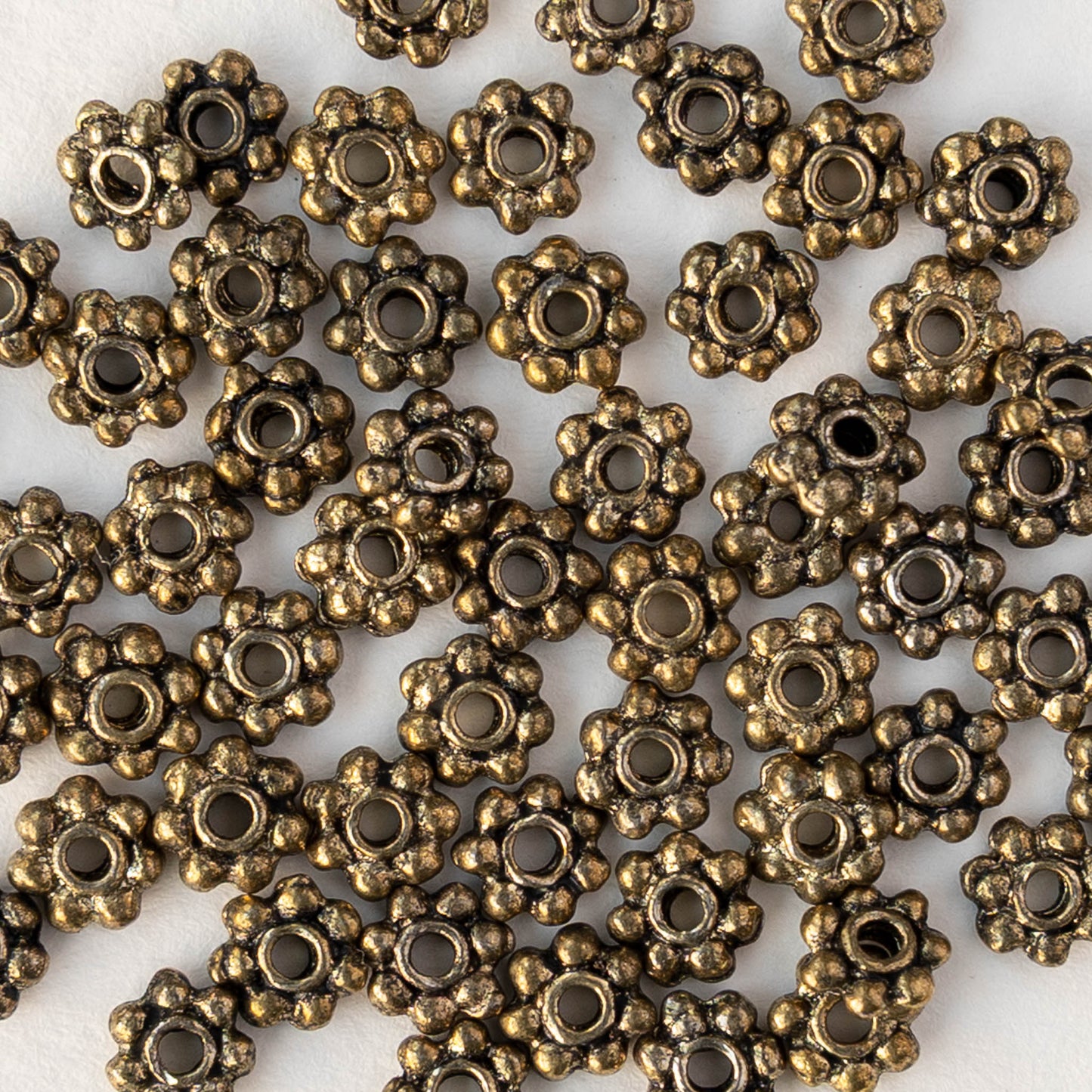 5mm Metal Spacer Beads - Antique Brass ~4 Inches ~65 Beads