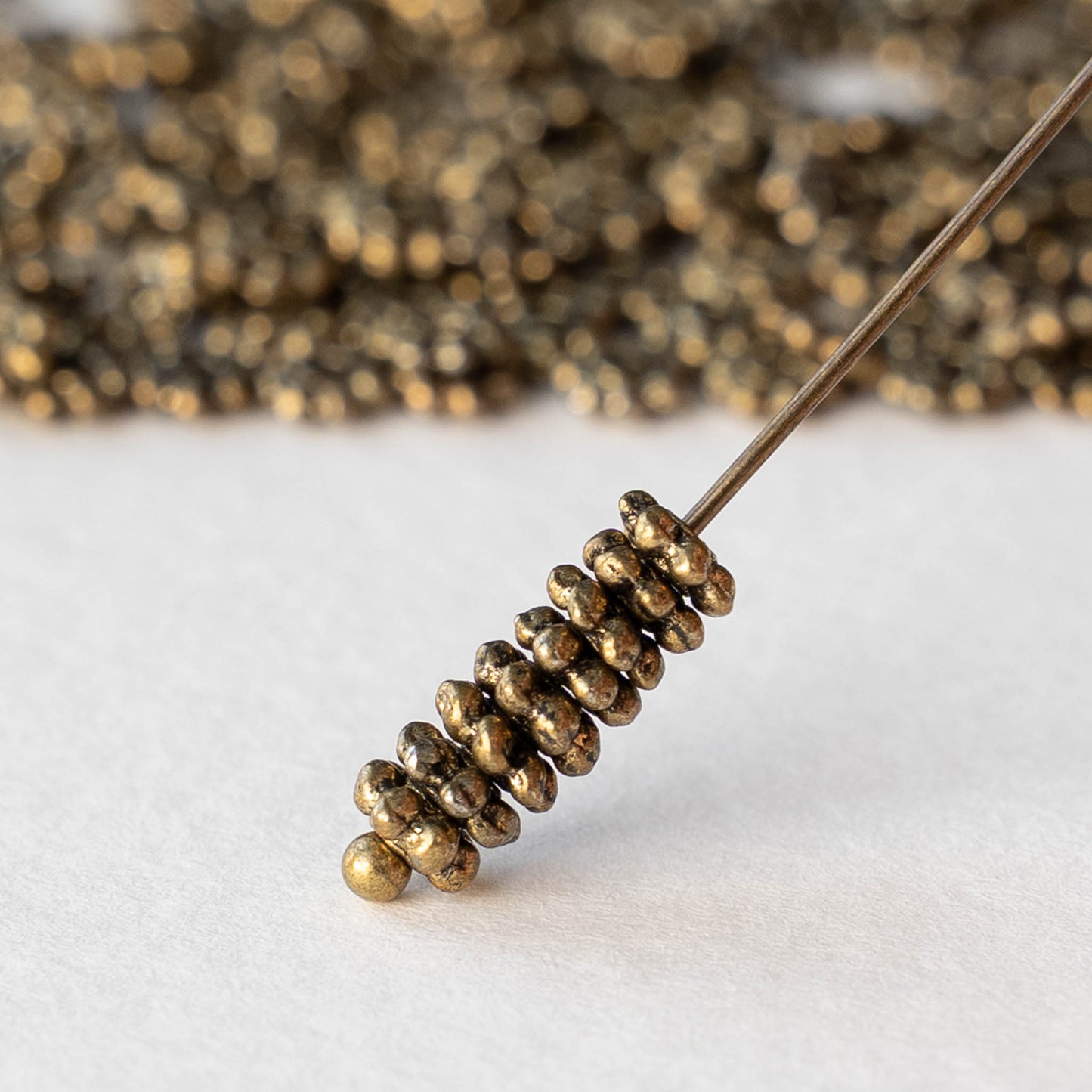 5mm Metal Spacer Beads - Antique Brass ~4 Inches ~65 Beads