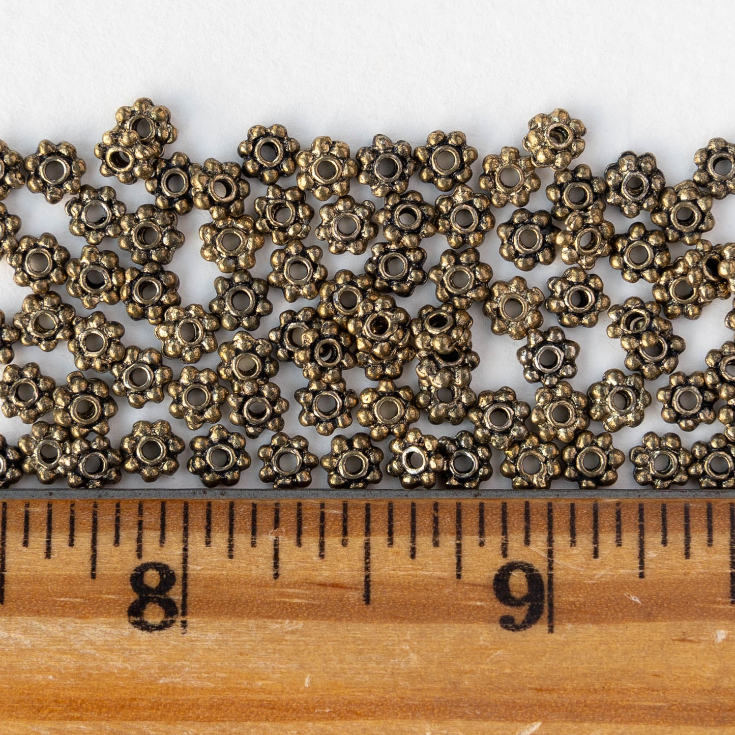 5mm Metal Spacer Beads - Antique Brass ~4 Inches ~65 Beads