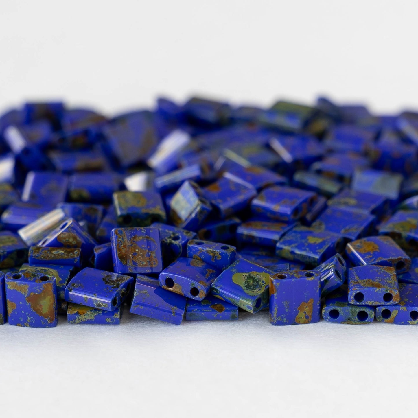 5mm Tila Beads - Cobalt Picasso - 5 or 10 grams
