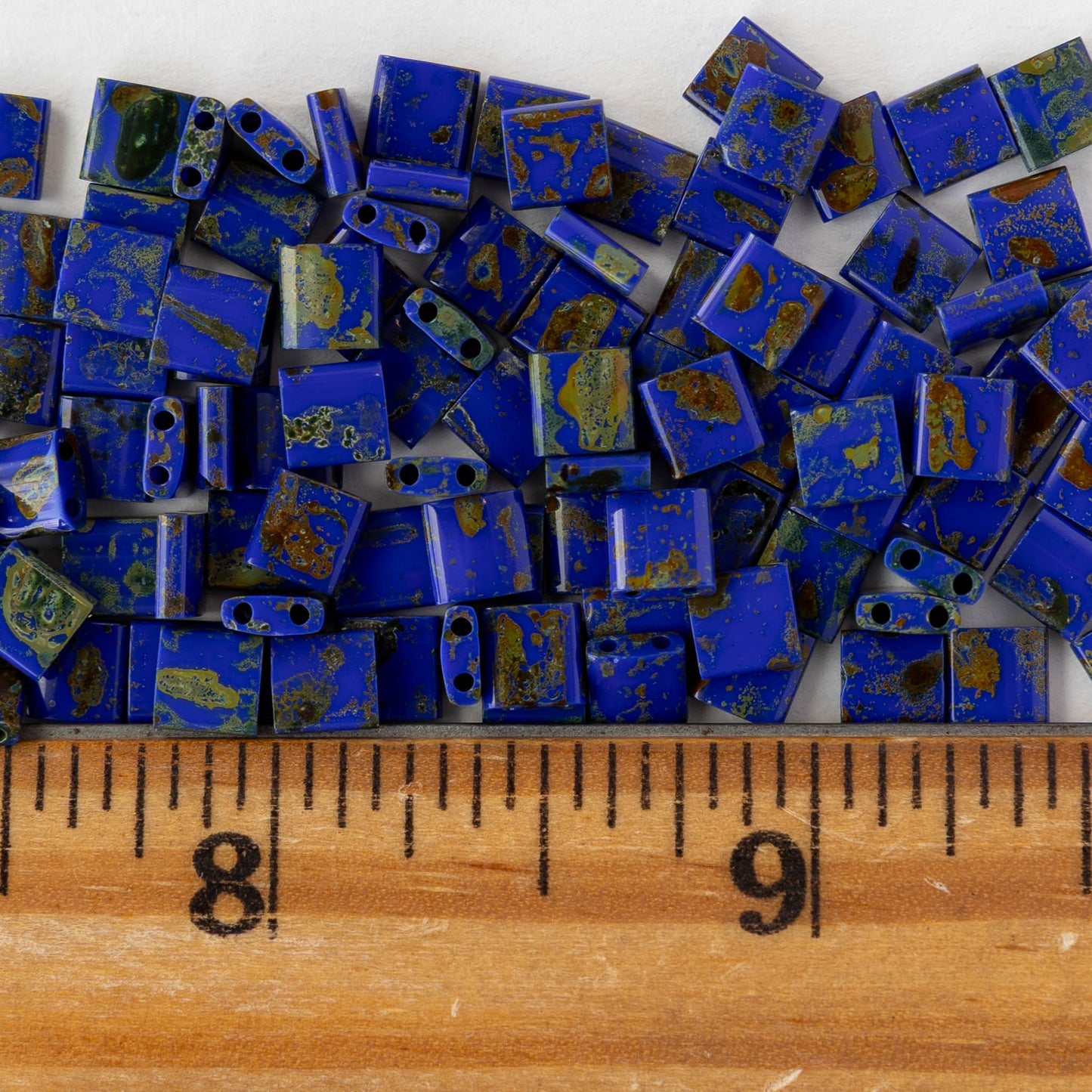 5mm Tila Beads - Cobalt Picasso - 5 or 10 grams