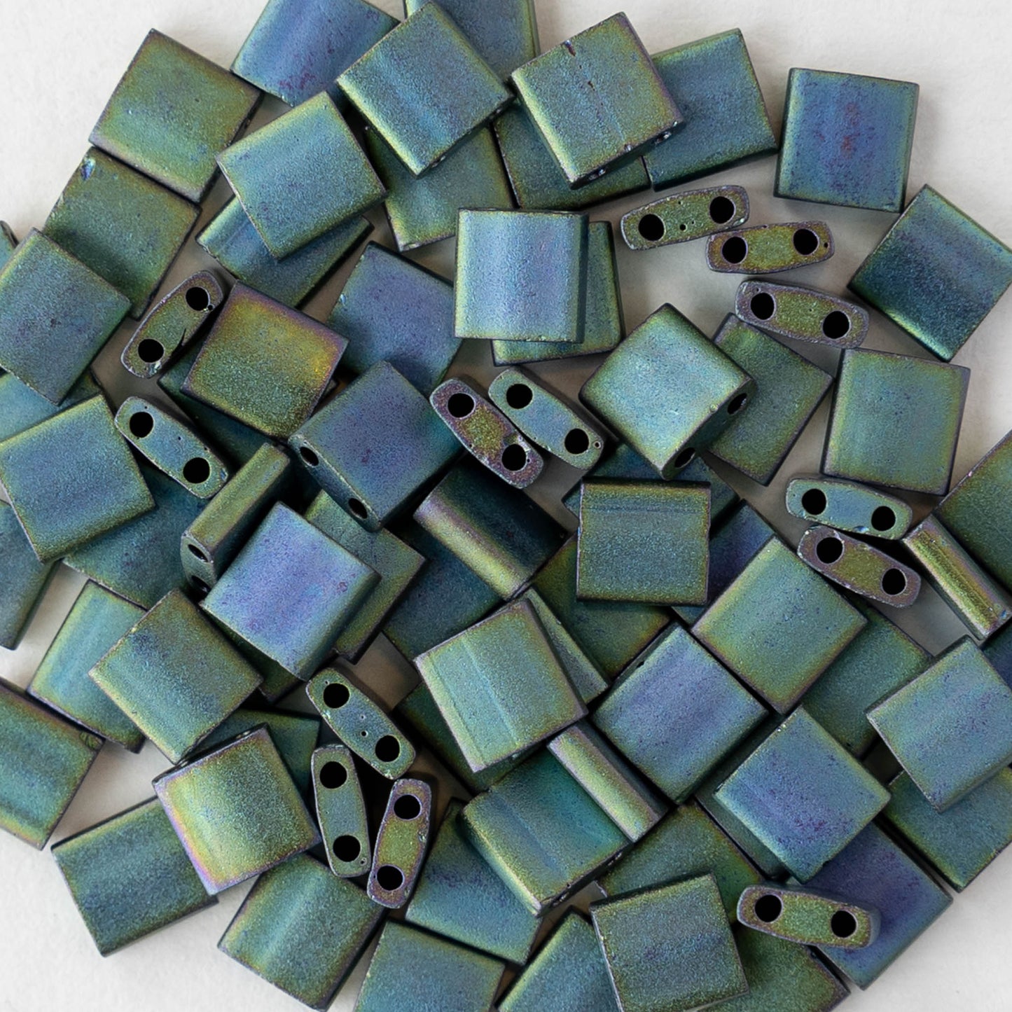 5mm Tila Beads - Metallic Blue Green Matte - 5 or 10 grams