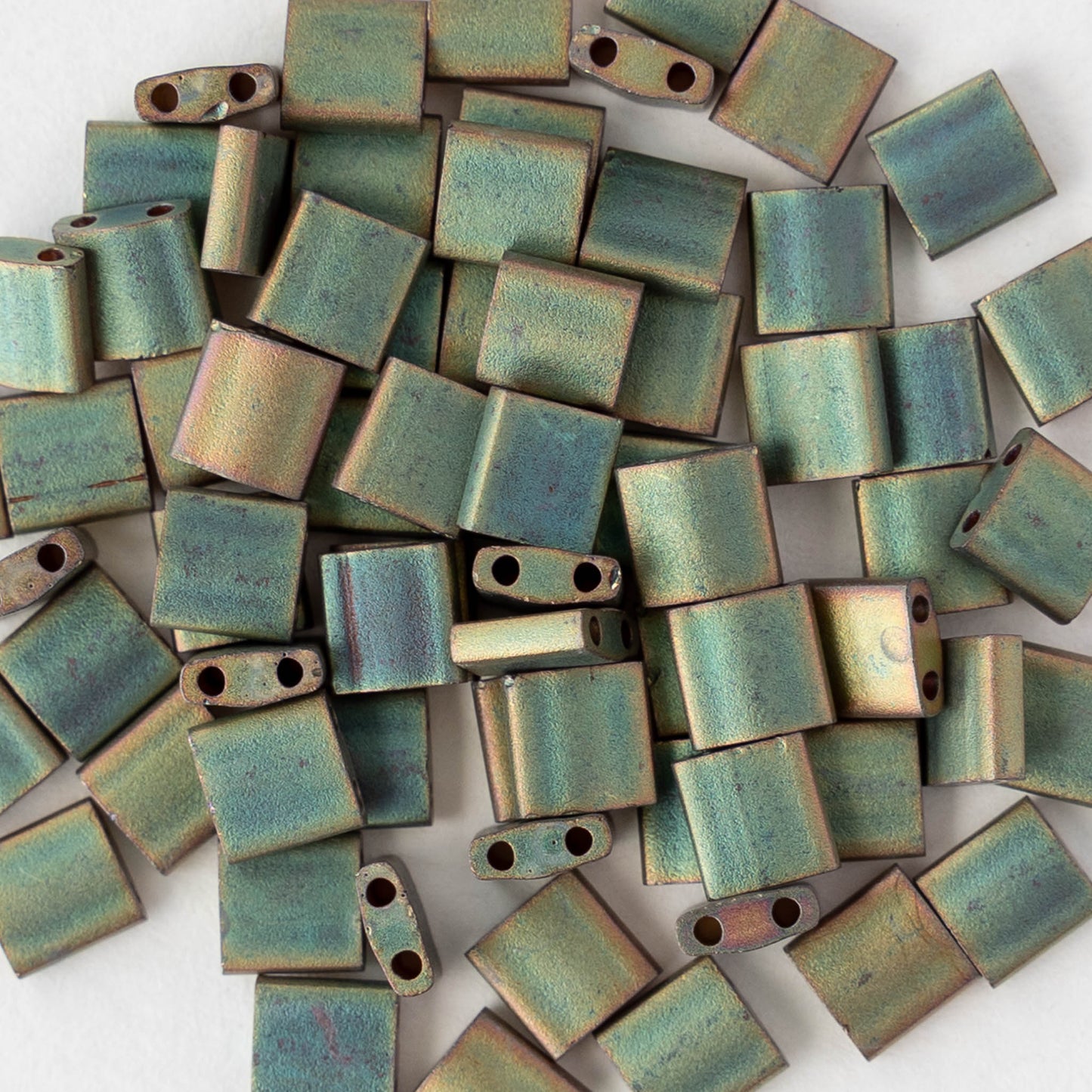 5mm Tila Beads - Metallic Khaki Iris Matte - 5 or 10 grams