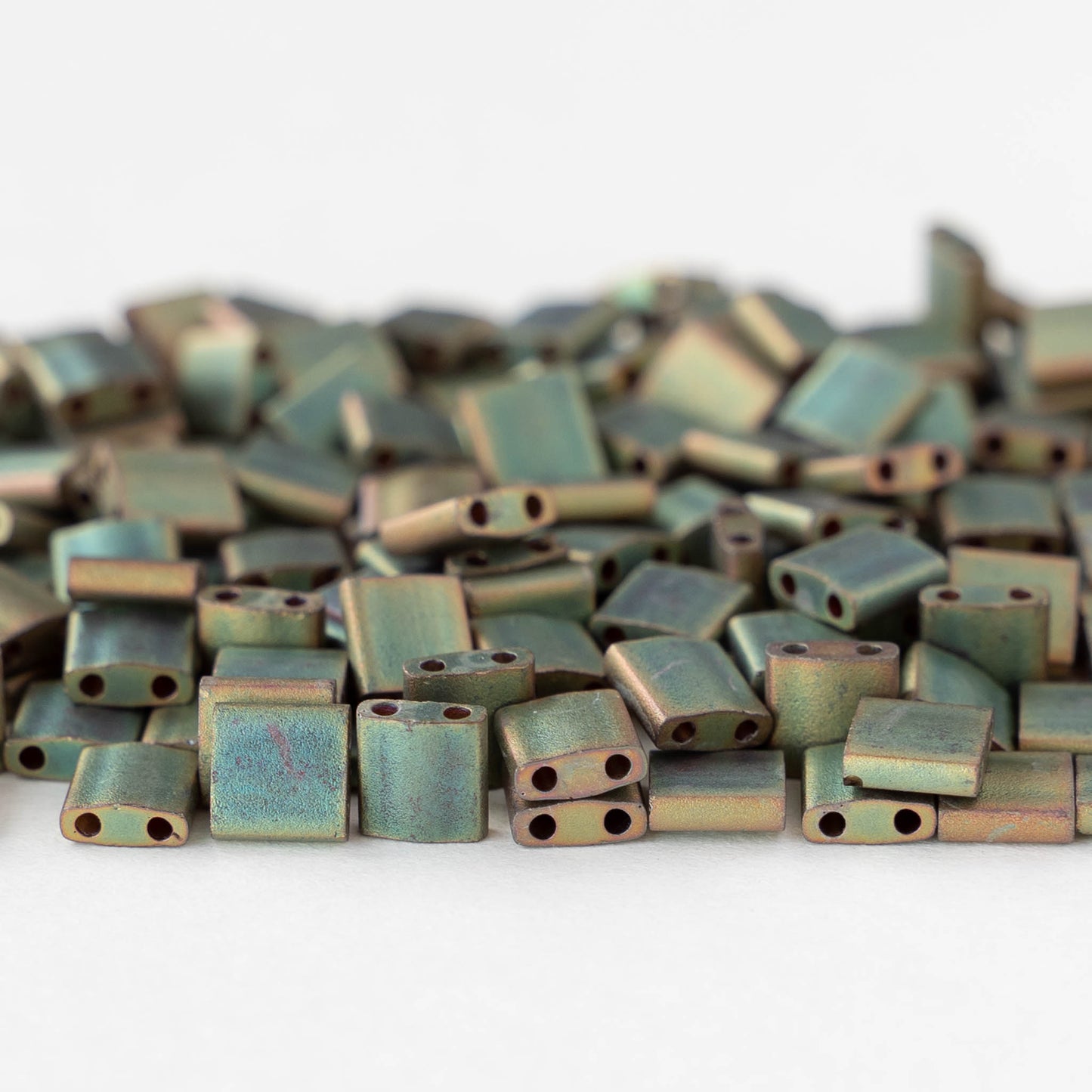 5mm Tila Beads - Metallic Khaki Iris Matte - 5 or 10 grams