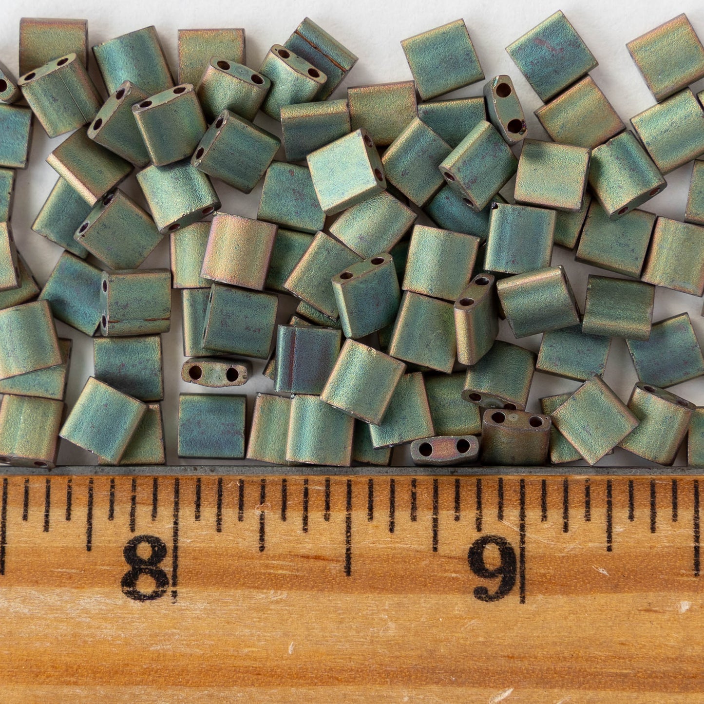 5mm Tila Beads - Metallic Khaki Iris Matte - 5 or 10 grams